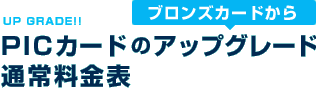 PICカードのアップグレード通常料金表